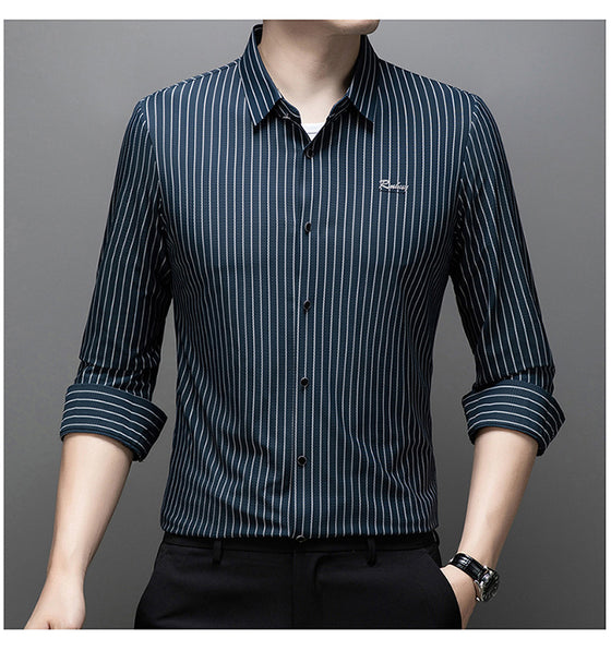 👔Herre Klassisk Langermet Stripete Skjorte