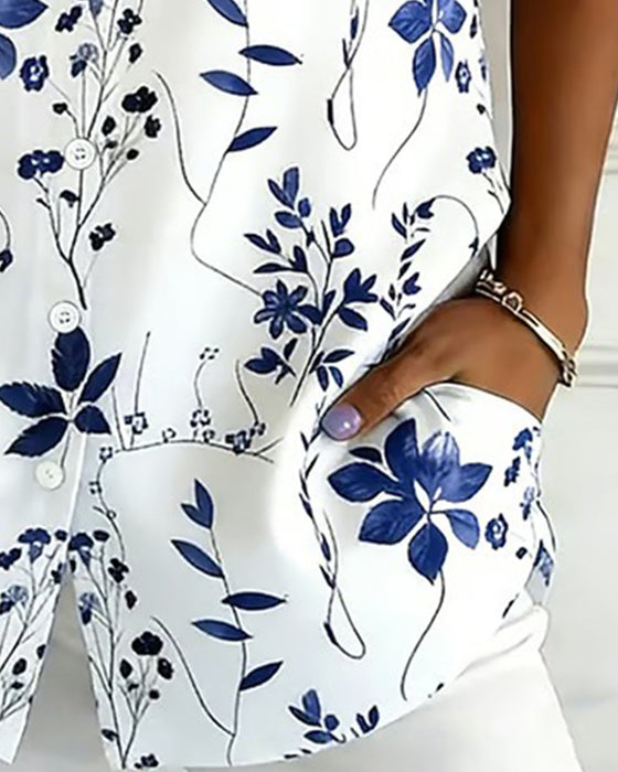 Skjorte Med Krage Kortermet Og Med Trykk