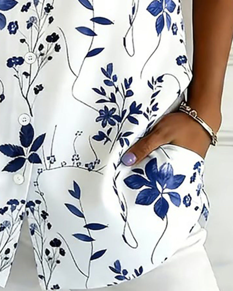 Skjorte Med Krage Kortermet Og Med Trykk