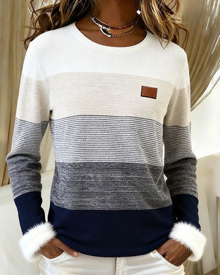 Stilfull Stripete Topp Med Rund Hals