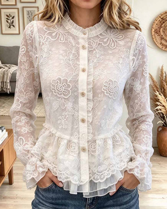 Bluse Rynket Slim Passform Vifteformet