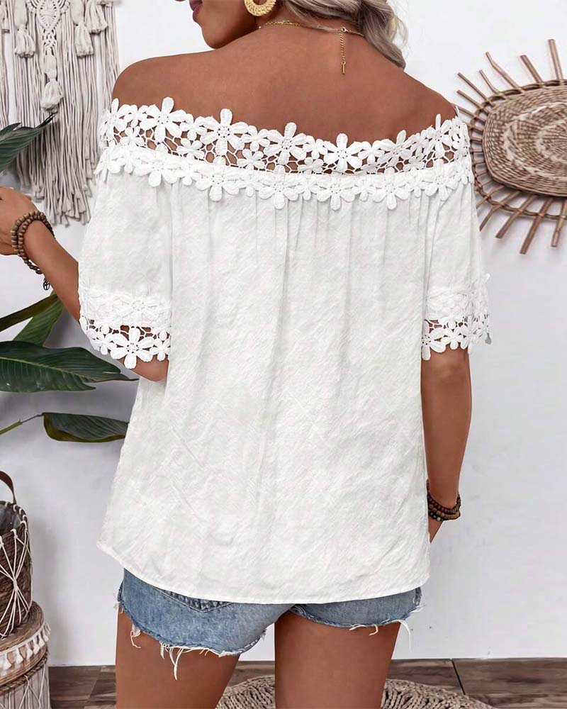 Bluse Blonde Bardot Kort Erme