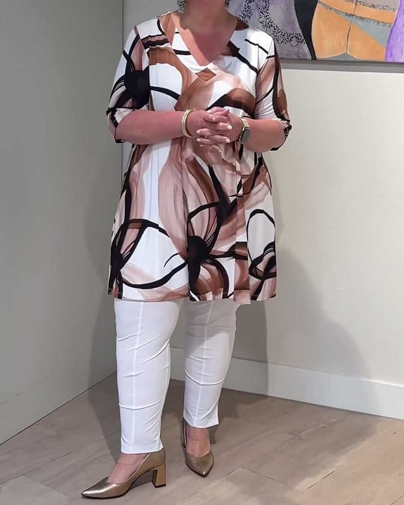 T-Skjorte Casual V-hals Trykt Halvarm