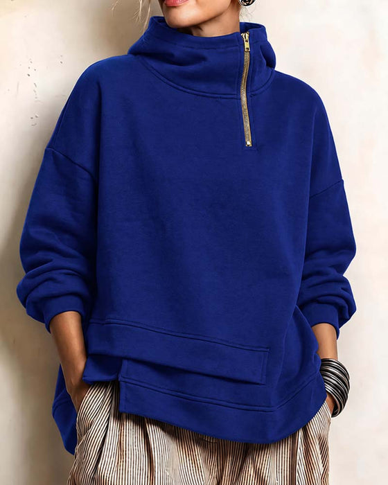 Sweatshirt Turtleneck Glidelås Uregelmessig