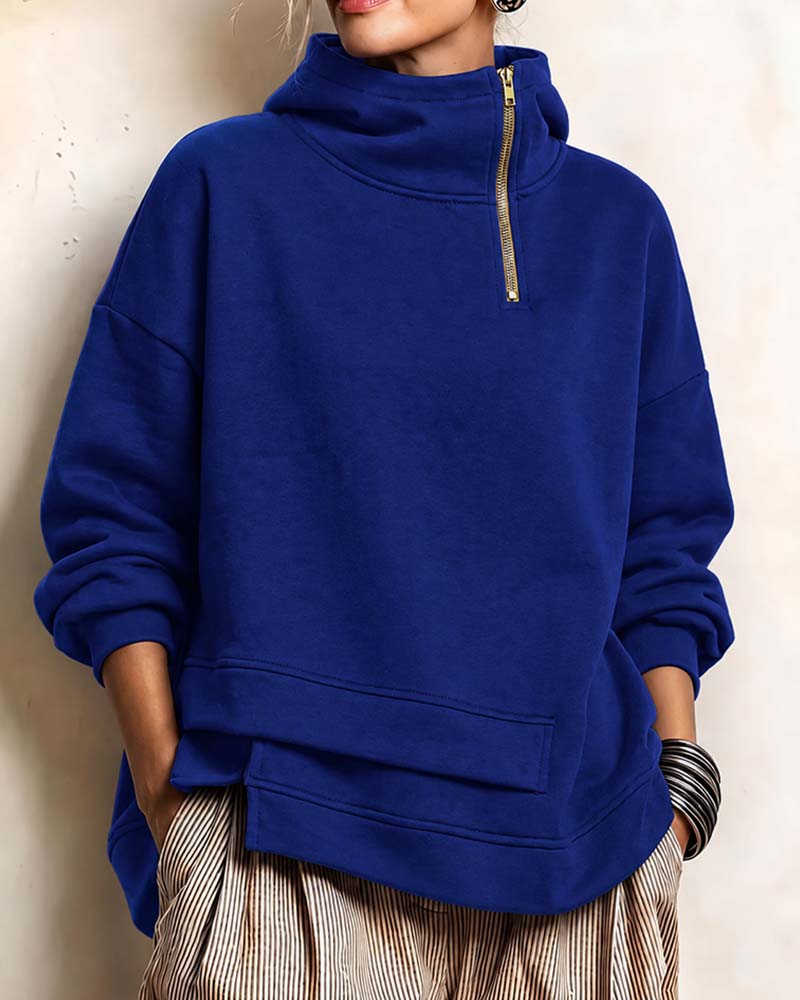 Sweatshirt Turtleneck Glidelås Uregelmessig