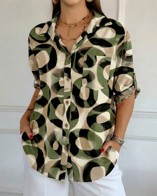 Skjorte Sirkeltrykk Avslappet Passform