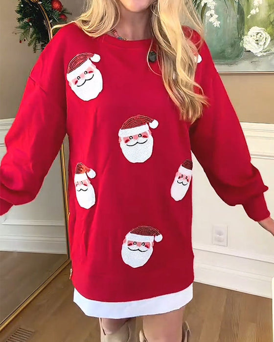 Kjole Julenisse Trykk Skjøtet Sweatshirt