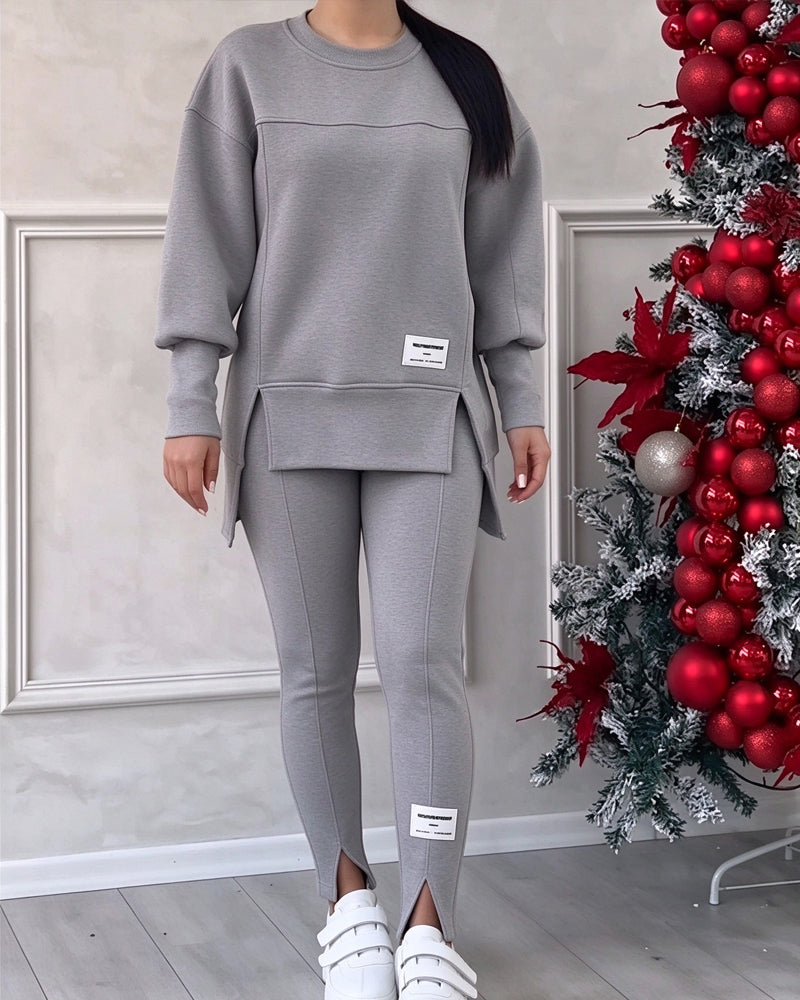 Sett Trykt Sweatshirt Og Joggebukser