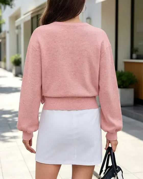 Pullover V-Hals Kors Knyte Kort