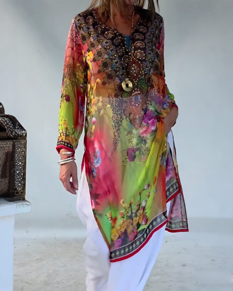 Kjole Bohemsk Stil V-Hals