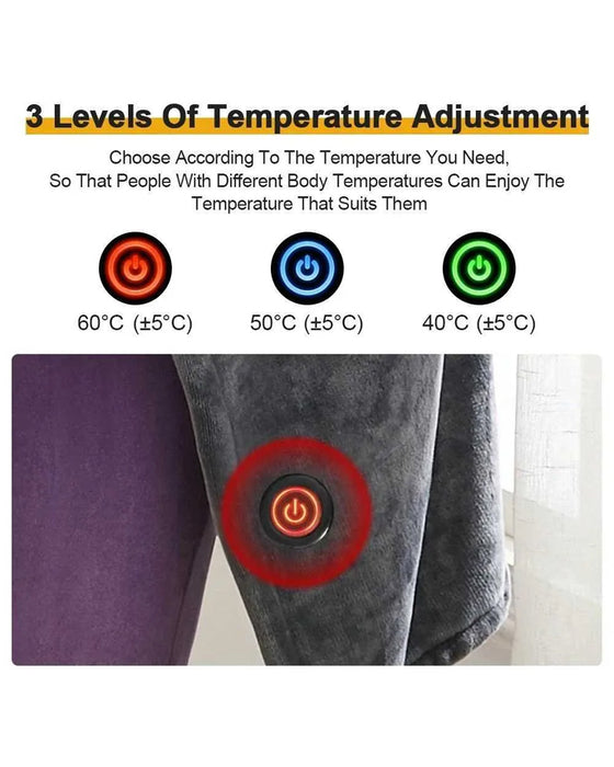Teppe USB Oppvarmet Flanell Sjal - Bærbar Justerbar Elektrisk