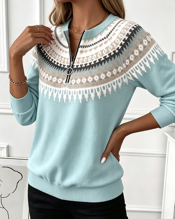 Sweatshirts Fargeblokk Glidelås Lang Erme