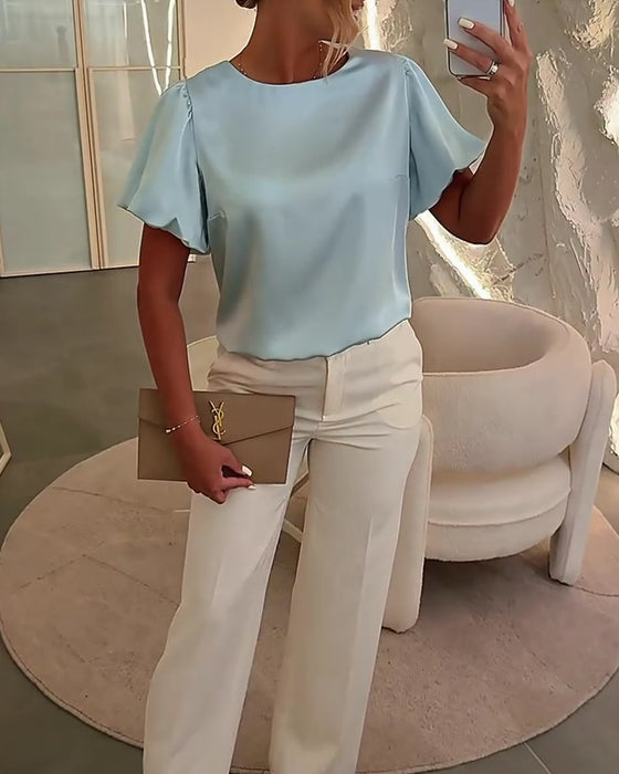 Bluser Satin Kortermet Drape