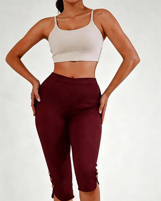 Leggings Ensfarget Slim-Fit Avkortet