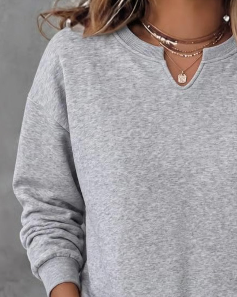 Genser Liten V-Hals Casual Lang Erme