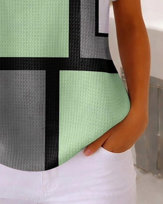 Topp Henley Vaffel Geometrisk