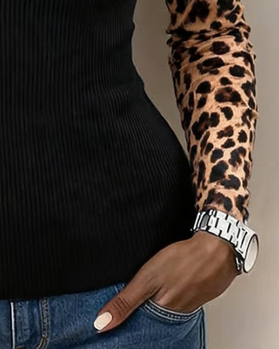 Bluse Falsk Lag Leopard Trykk Avslappet
