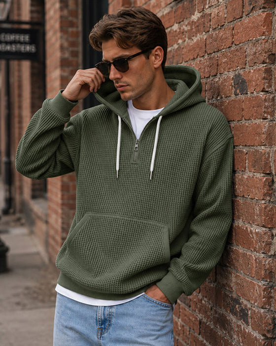 Hoodie Herre Solid Glidelås Pullover