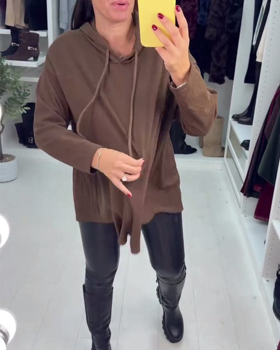 Uregelmessig Løysittende Helfarget Langermet Genser