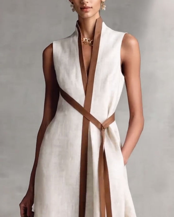 Kjole Kontrastfarge Ermsløs Maxi