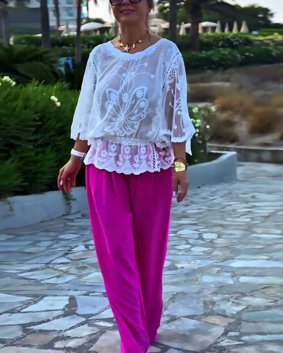 Bluse Ensfarget Moteriktig