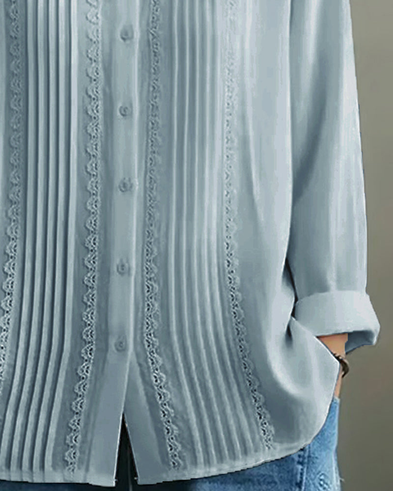 Skjorte Dukkekrage Ensfarget Langermet