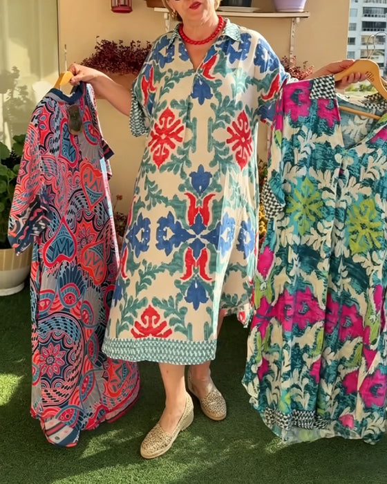 Skjortekjole Bohemisk Trykk Loose Fit