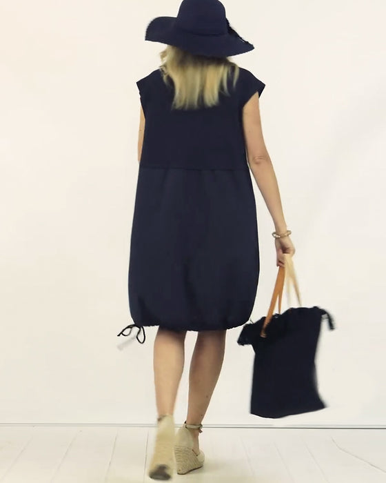 Kjole Rund Hals Ermeløs Trykt