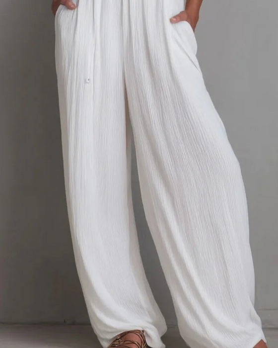 Jumpsuit Elegant Ermeløs Halsstropp Bredt Ben