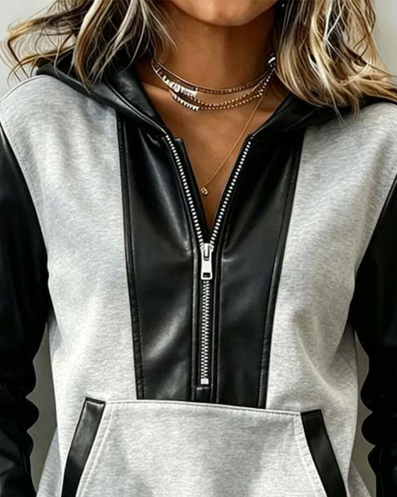 Hoodie Glidelomme Lomme Patchwork