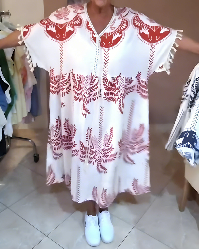 Kjole V-Hals Løs Plus Størrelse