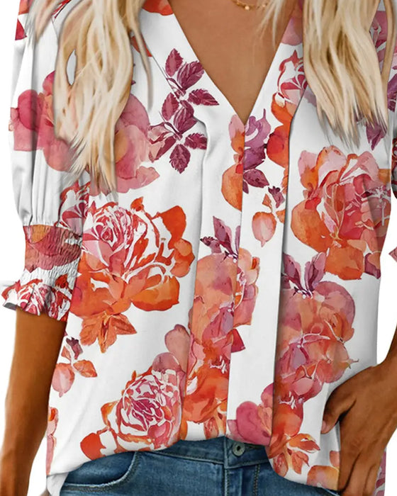 Bluse Elegant Liten Blomsterprint
