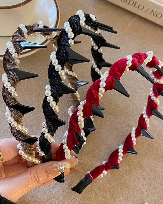 Hårbånd Vintage Høy Kranium Kunstperle