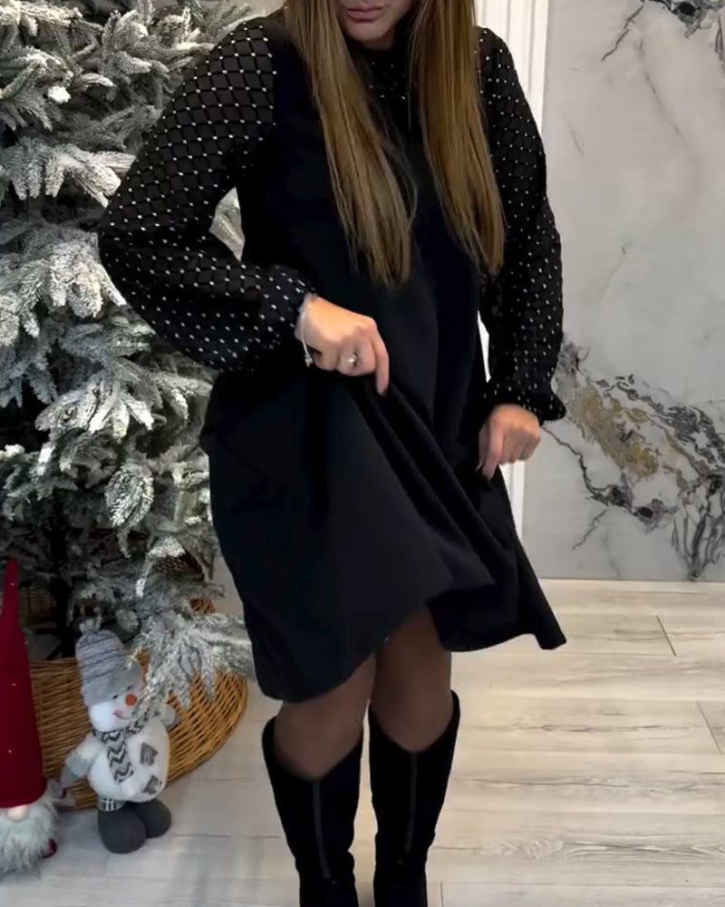 Kjole Glitrende Lappeteppe Rund Hals