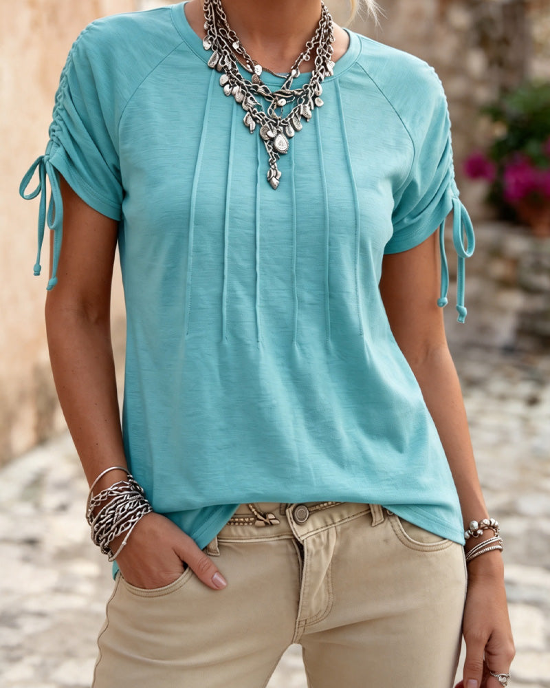 T-Shirt Rynket Slips Kort Erme