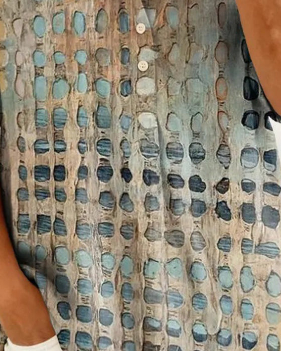 Bluse Prikket Trykk Knapp Halv Stolpe