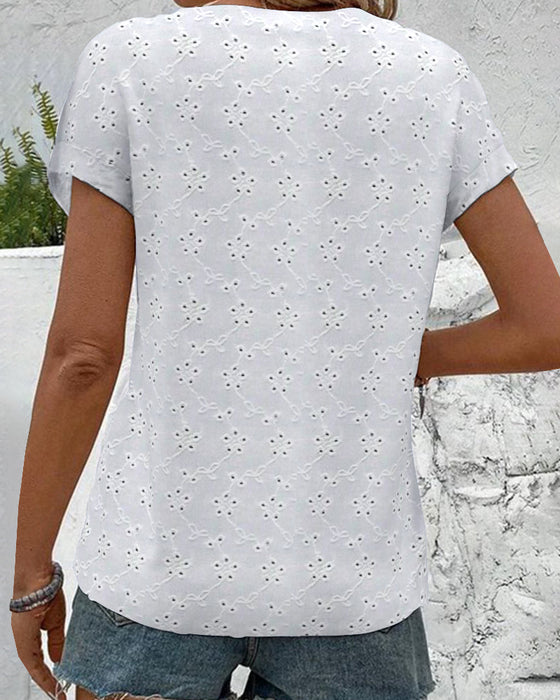 Skjorte Ståkrage Blonder Hul Knapp