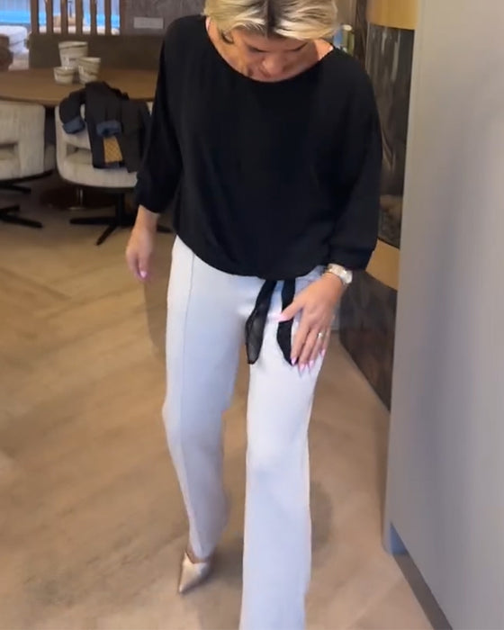 Bluse Enkel Rund Hals Ensfarget