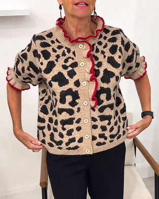 Pullover Rysje Kortermet Leopardmønster