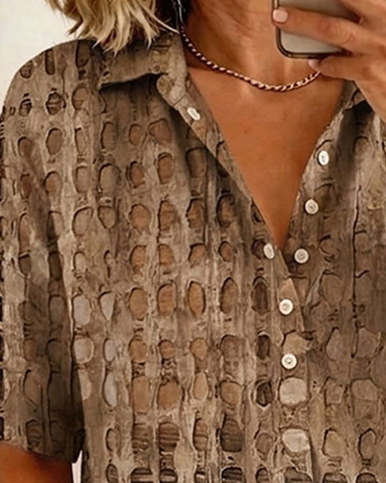 Bluse Prikket Trykk Knapp Halv Stolpe