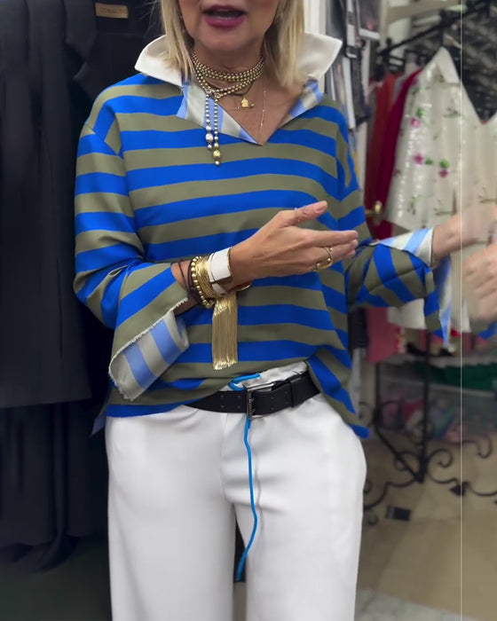 Bluse Stilig Jakkeslag Stripete