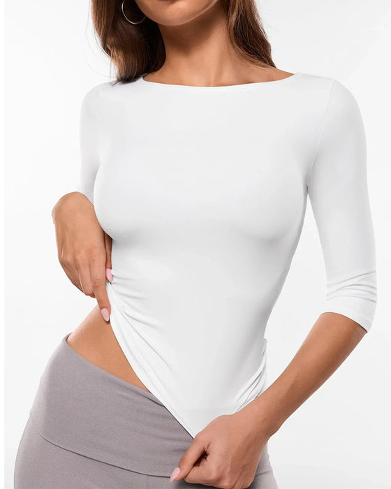 T-Skjorte Stilig Albuelang Erme Slim Fit Baslag
