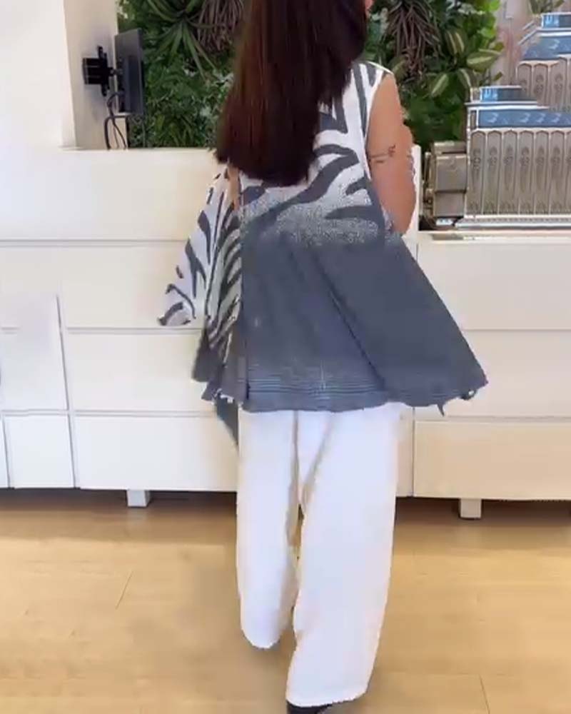 Singlet Ermsløs Zebra Trykk