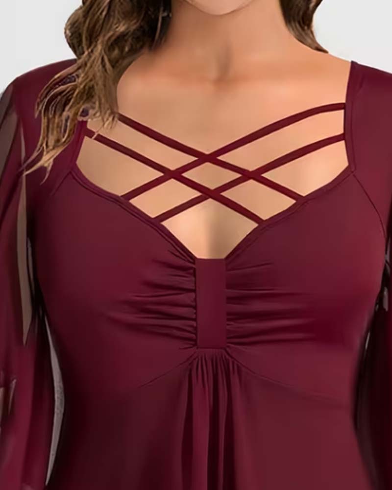 V‑Hals Enfarget Bluse