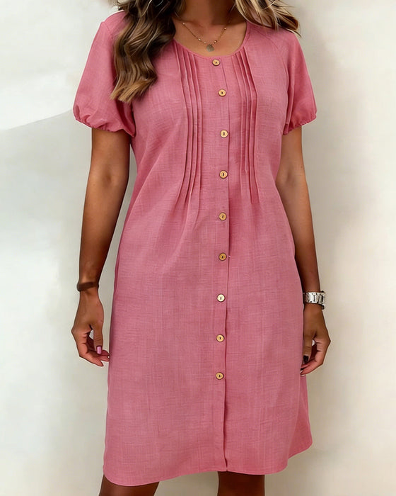 Kjole Kneppet Plissert Pufferm