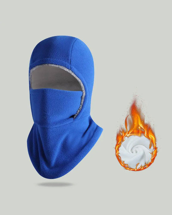 Vinter 2 I 1 Lue Og Ansiktsmaske Vindtett Tykt Fleecefôr For Utendørssport Svart