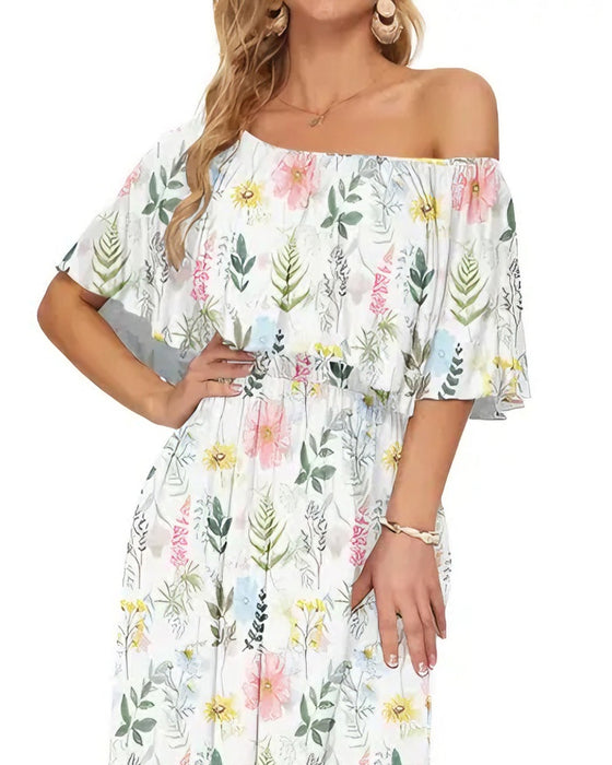 Kjole Elegant Blekkvask Blomstret Maxi