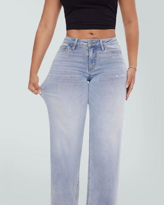 Jeans Høy Midje Vide Bein