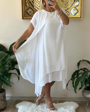 Kjole Falsk To-delt Dobbeltlagd Løs Kortermet