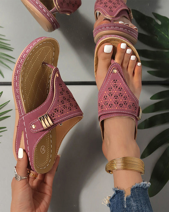 Sandaler Med Tykk Såle Hulldesign Tårem